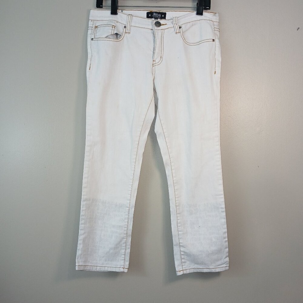 ABBEY DAWN STAR POCKET EMO SKATE JEAN, CREAM COLOR, SIZE 11
